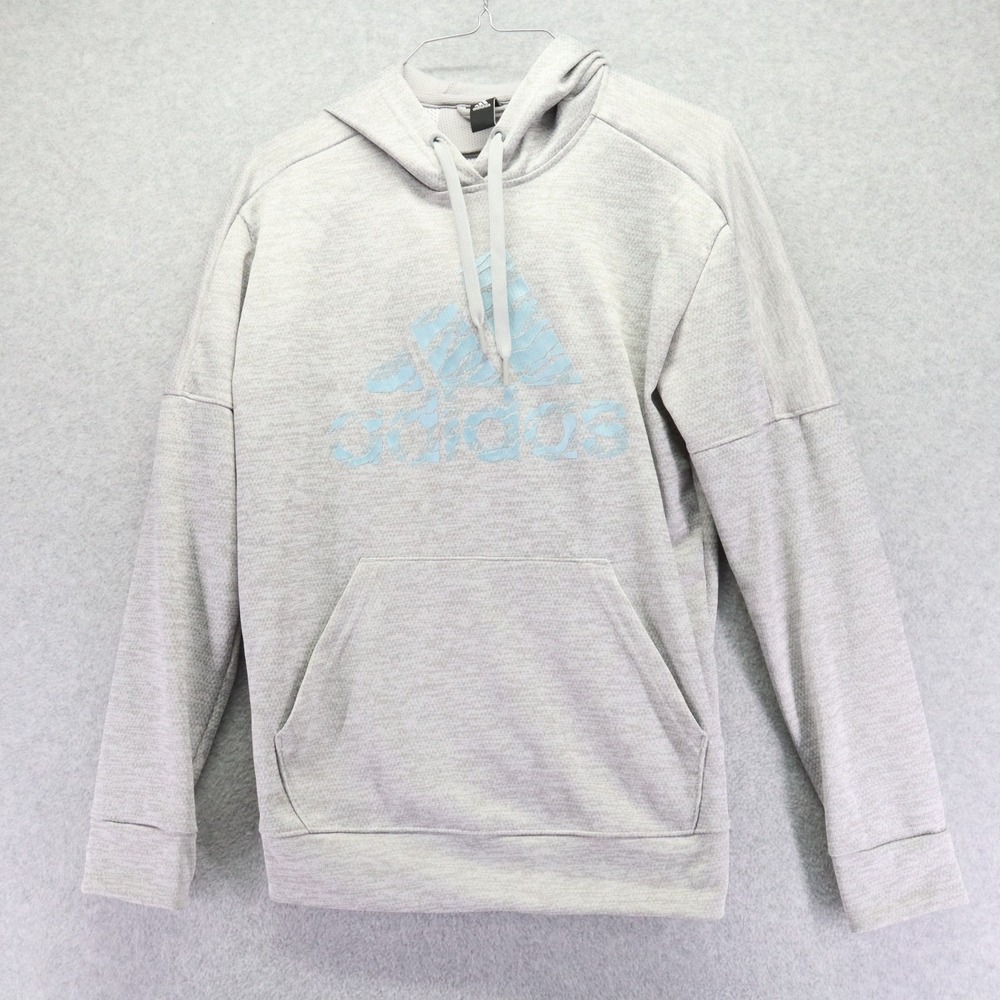 Adidas‎ Hoodie Womens Small Activewear Pullover Sweatshirt Logo Gray Long Sleeve